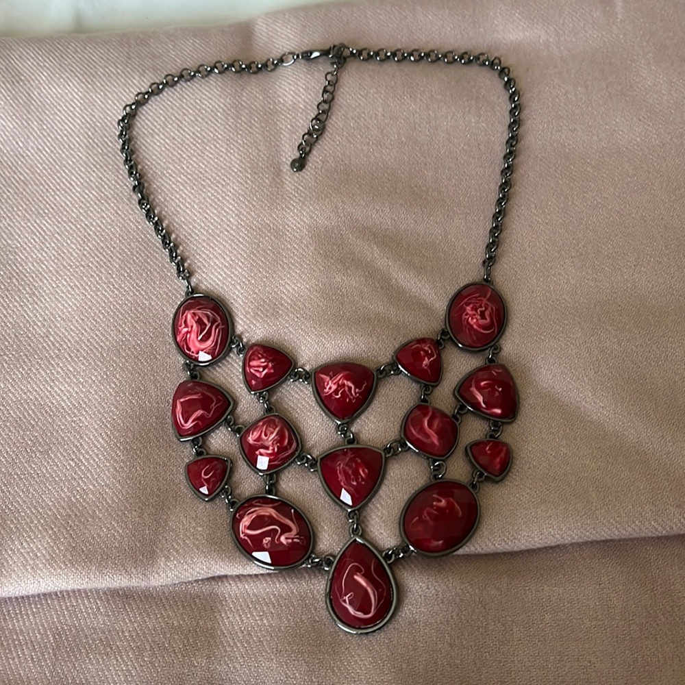 Red faux stone necklace